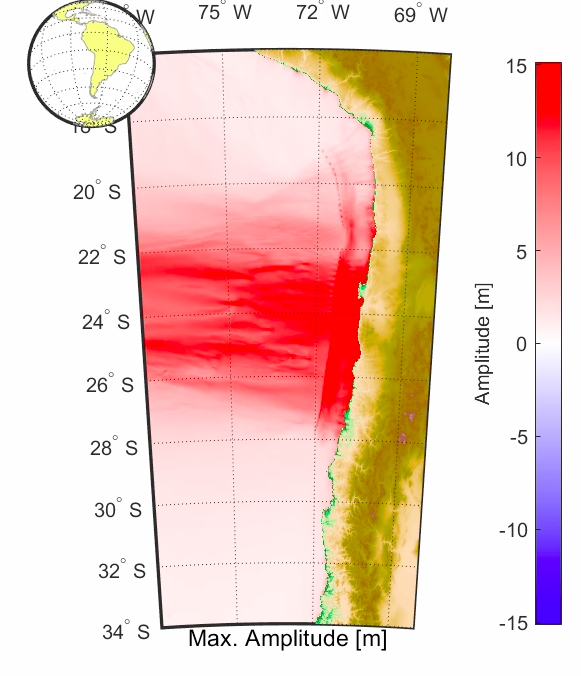 Simulación del tsunami que afectó al Norte Grande