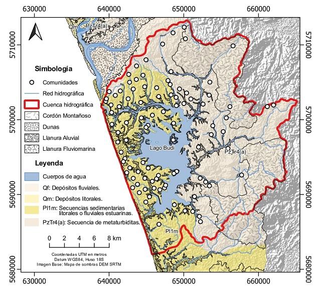 Mapa geológico geomorfológico cuenca del lago Budi