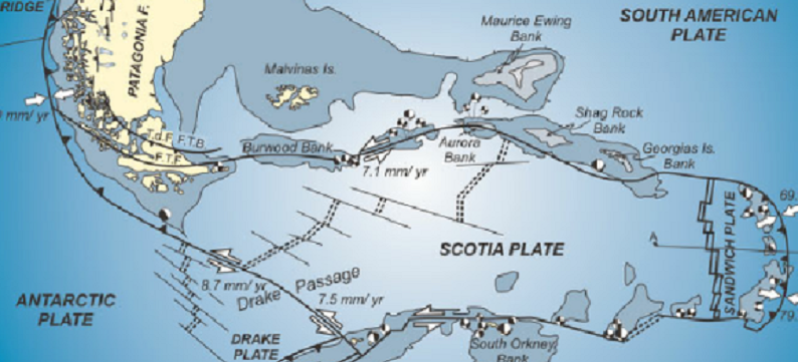 Científicos UCHILE describen tasa de deslizamiento de 5,4 mm por año en el límite entre placa de Scotia y Sudamérica